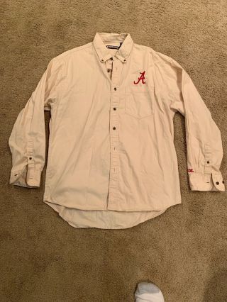 University Of Alabama Crimson Tide Long Sleeve Button Down Beige Xl Shirt