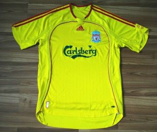 Size M Liverpool Football Shirt 2006 - 2007 Away Jersey Adidas Yellow Mens Medium
