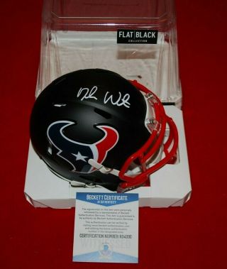 Deshaun Watson Houston Texans Signed Flat Black Mini Helmet Beckett Gtsm Holo