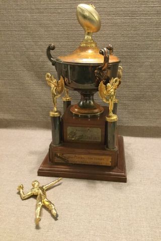 Huge Vintage Catholic High School Football Trophy Copper/brass/wood ‘55 Ne Champ
