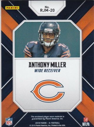 Anthony Miller Chicago Bears 2018 Panini XR Jumbo NFL Rookie Patch Relic RC /25 2