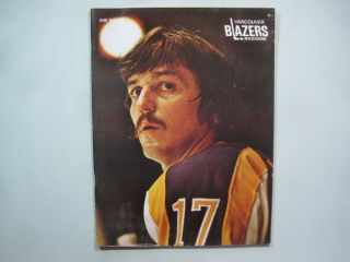 1973/74 Vancouver Blazers Vs Jersey Nights Wha Program Ken Block Harry Howell