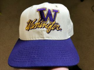 University Of Washington Uw Huskies Hat Cap Snapback Vtg 90s Usa Vintage