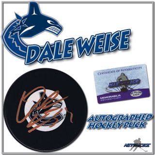Dale Weise Signed Vancouver Canucks Puck W/coa