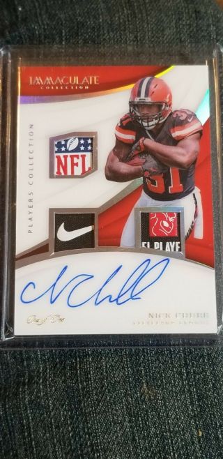 Nick Chubb Immaculate 2018 Auto Nfl Shield,  Nike Patch,  Players Tag One Of One 1