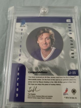 Wayne Gretzky 1999 - 00 Bap Memorabilia All Star Jersey J25 La Kings