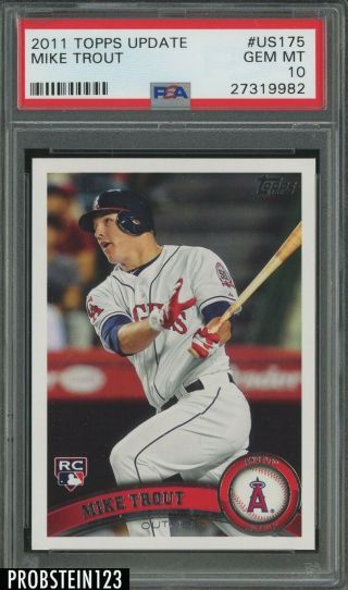 2011 Topps Update Us175 Mike Trout Angels Rc Rookie Psa 10 Gem 2