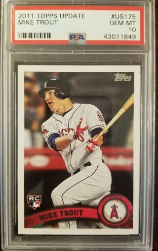 Mike Trout 2011 Topps Update Us175 Rc Rookie Psa 10 Gem Angels