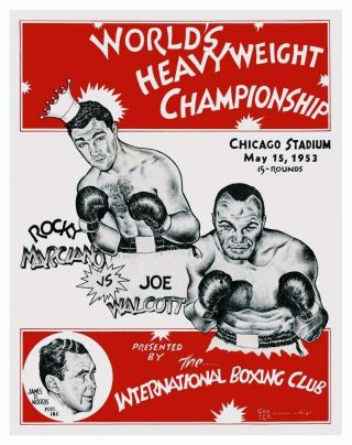 Rocky Marciano Vs Jersey Joe Walcott Fight Poster 8x10 Portrait