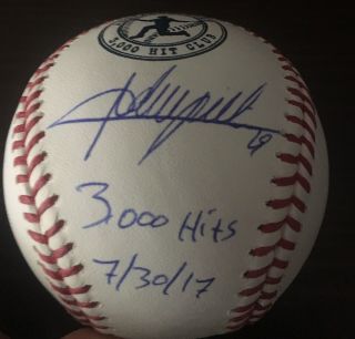 Adrian Beltre 3000 Hits Autographed Baseball Jsa Certified - One Of A Kind