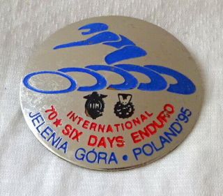 1995 Fim Six Days Enduro Motorcycle Pin Badge Isde Poland Isdt Jelenia Gora