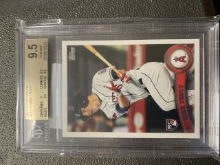 2011 Topps Update Us175 Mike Trout Rookie Baseball Card Bgs 9.  5 Gem Angels