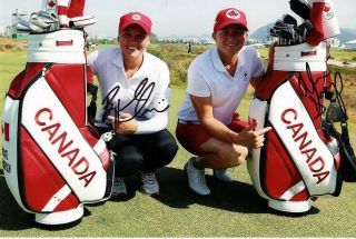 Brooke Henderson & Alena Sharp Signed 8 X 12 Color Photo - Lpga - Team Canada