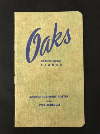 Oakland Oaks 1948 Baseball Spring Training Roster & Schedule Casey Stengel