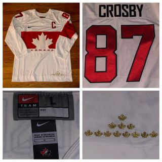 Nike Team Canada Olympic Sidney Crosby White Sochi 2014 Hockey Jersey Sz Large