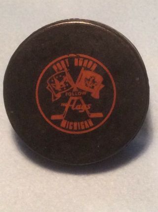 1960’s Ihl Port Huron Flags Official Game Hockey Puck.