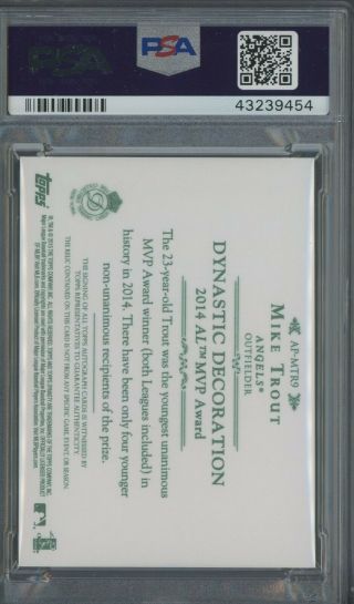 2015 Topps Dynasty Emerald Mike Trout Angels 4 - Color Patch AUTO /5 PSA 10 2