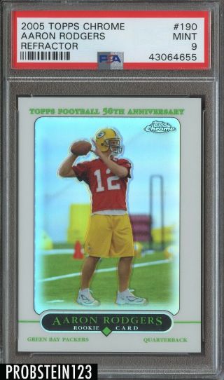 2005 Topps Chrome Refractor 190 Aaron Rodgers Packers Rc Rookie Psa 9