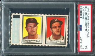 1962 Topps Stamp Panels Joe Torre & Bill Monbouquette Psa 5 Ex