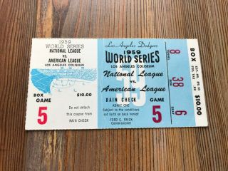 1959 White Sox Dodgers World Series Gm 5 Ticket Stub La Coliseum