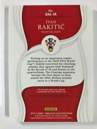 2018 - 19 Panini Immaculate Soccer Boot Memorabilia Sapphire Ivan Rakitic 01/25 2