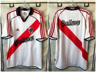River Plate 2000/02 Home Soccer Jersey Large Adidas Argentina