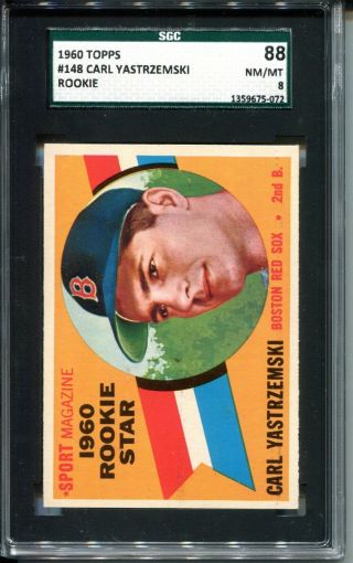 1960 Topps Baseball 148 Carl Yastrzemski Rookie Card Rc Sgc 88