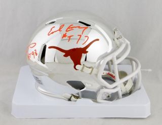 Earl Campbell Ricky Williams Signed Texas Chrome Mini Helmet W/ Ht - Jsa W Auth.
