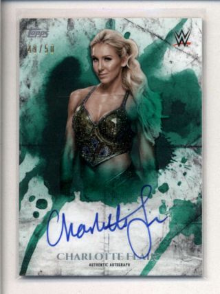 Charlotte Flair 2018 Topps Wwe Undisputed Rare Green Autograph Auto 49/50 K7713
