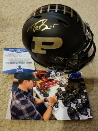 Drew Brees Signed Purdue Boilermakers Mini Helmet Beckett Witness Photo