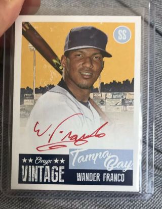 2019 Wander Franco Auto /25 Onyx Red Ink Rookie Auto ’d To 25 Rc On Card 2