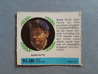 1968 American Oil Winners Circle 10 Babe Ruth Right Side Vg/ex Yankees
