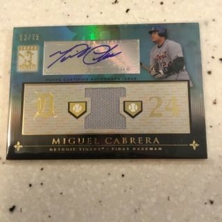 2010 Topps Tribute Miguel Cabrera Auto Jersey Relic Gold Parallel 53/75 Tigers