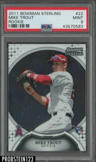 2011 Bowman Sterling 22 Mike Trout Angels Rc Rookie Psa 9