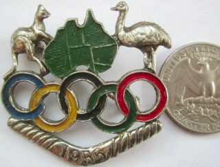 Old Olympic Pin Badge Australia Melbourne 1956 Brass Enamel