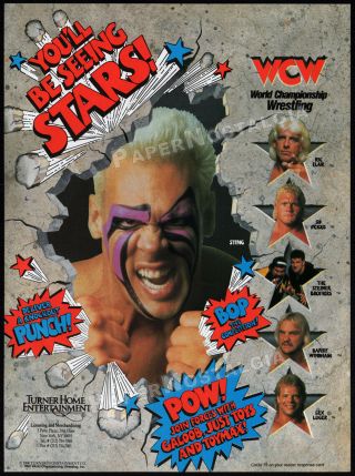 Wcw Wrestling_orig.  1991 Toy Trade Print Ad Promo_sting_ric Flair_sid Vicious