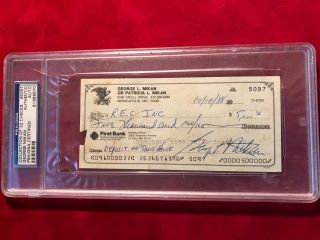 George Mikan Signed Check Autographed Auto Psa / Dna Authenticated & Slabbed