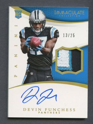2015 Immaculate Devin Funchess Rpa Rc Rookie 3 - Color Patch Auto 13/25