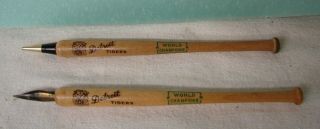 Vintage Wooden Bat Pen And Pencil Set - Detroit Tigers World Champions.