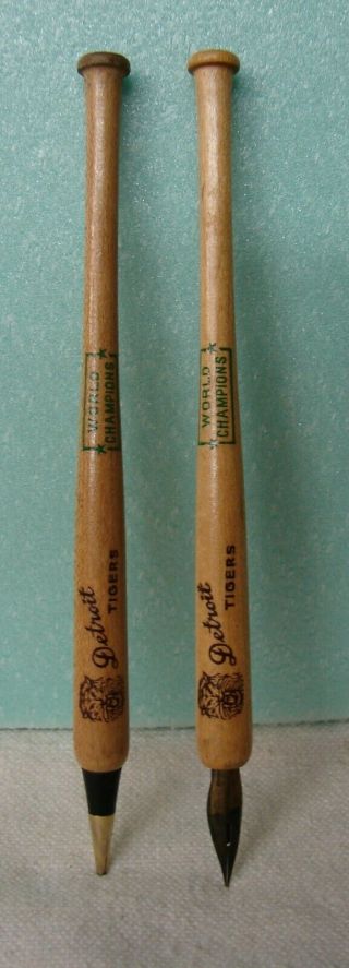 Vintage Wooden Bat Pen and Pencil Set - Detroit Tigers World Champions. 2