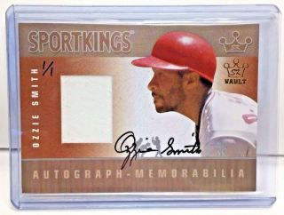 Ozzie Smith 2015 Leaf Sportkings Sk Vault Stamp Gu Jersey On - Card Auto 