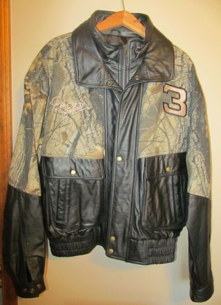 Dale Earnhardt Sr Black Leather - Camo Team Realtree Bomber Jacket Sz Xl (ds754)