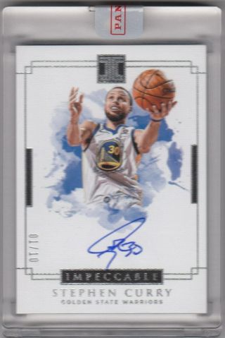 Stephen Curry 2018 - 19 Panini Impeccable Auto 01/10 First Print Warriors 1/1