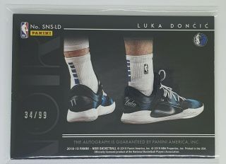 2018 - 19 Panini Noir Luka Doncic Sneaker Spotlight Auto RC 34/99 Mavericks 2