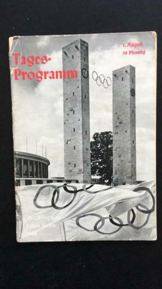 Olympic Games Program Berlin 1936,  August 9