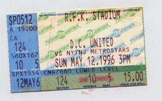 D.  C.  United V York/new Jersey Metro Stars First Meeting Match Ticket 1996