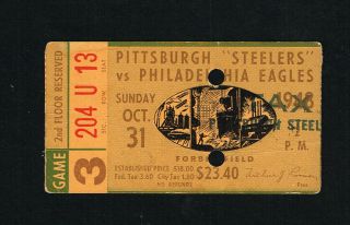 1948 Philadelphia Eagles @ Pittsburgh Steelers Nfl Football Game Ticket Stub