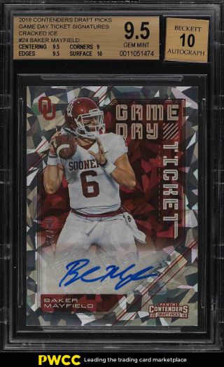 2018 Panini Contenders Cracked Ice Baker Mayfield Rookie Auto /23 Bgs 9.  5 (pwcc)