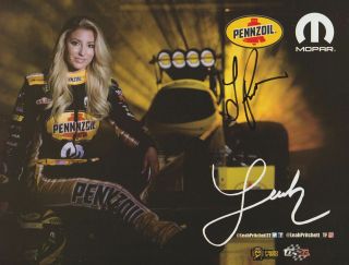 2018 Leah Pritchett Signed Pennzoil Top Fuel Nhra Postcard