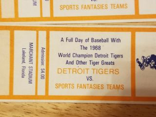 1968 Detroit Tigers vs.  Sports Fantasies Full Ticket Marchant Stadium 4